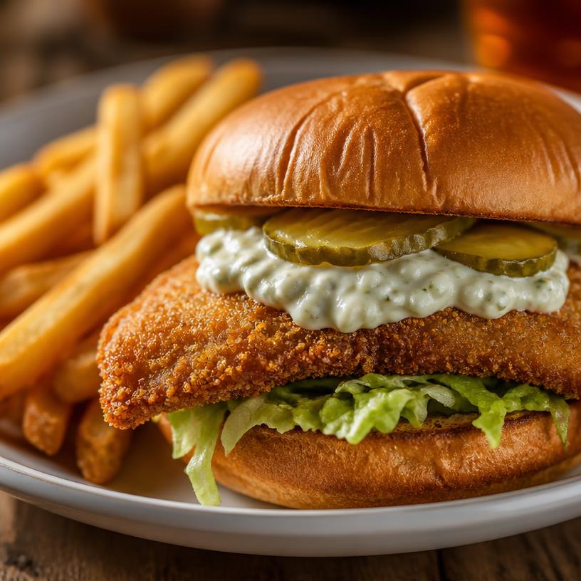Southern fried catfish sandwich with tartar sauce